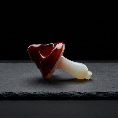 Mushroom glass pipe on dark slate surface - Oil Slick Pad