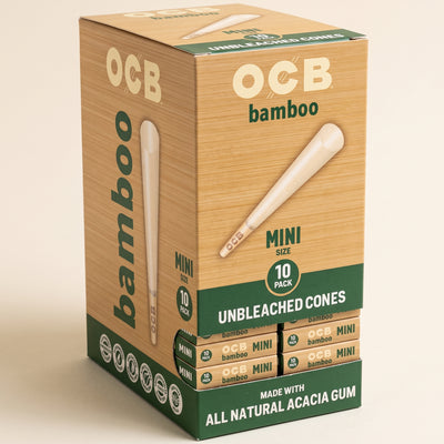OCB Bamboo Mini Cones - 10 Count / 24 Packs, light background