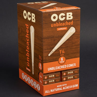 OCB Unbleached 1 ¼ Cones – 6 Count / 24 Packs