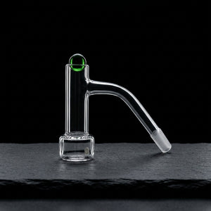 Only Quartz Hollow Foot Auto Spinner Banger - 10 M 45° on dark slate surface - Oil Slick Pad