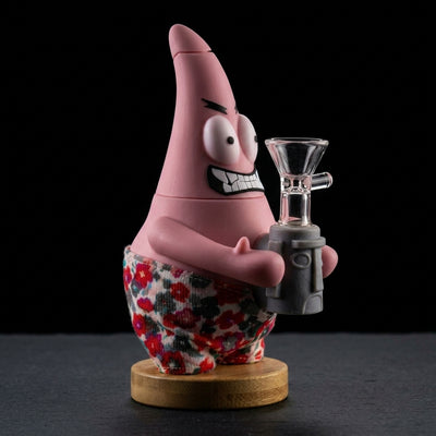 Pink Starfish Water Pipe on dark slate surface - Oil Slick Pad