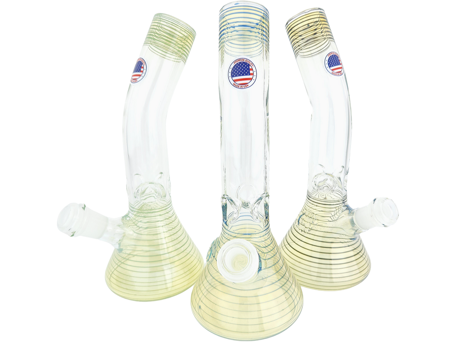10" U&M Color Wrap Fume Bent Neck Beaker (one off) - Made in USA
