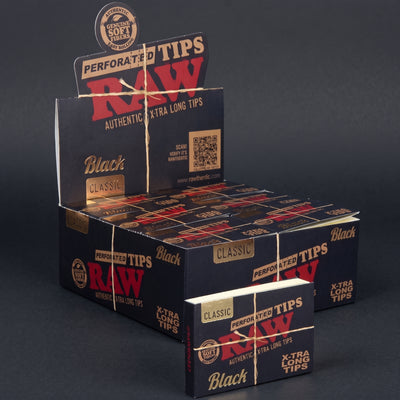 RAW Black Classic Extra Long Perforated Tips 36bx