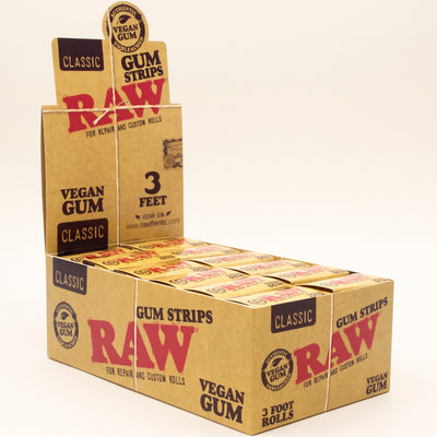 RAW Classic Vegan Gum Strip Rolls Sw 24bx, light background