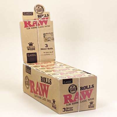 RAW Classic King Size 54mm Wide 3M Long Roll 12bx, light background