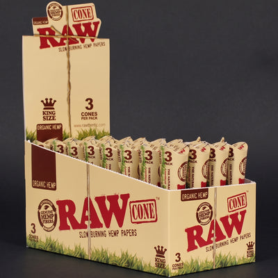 RAW Organic 3pk Pre-Roll King Size Cones 32bx