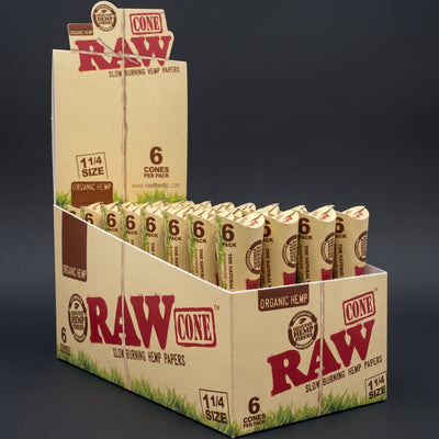 RAW Organic 6pk Pre-Roll 1 ¼ Cones 32bx