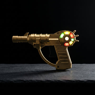 Raygun Penjamin Battery with Lights and Sound on dark slate surface - Oil Slick Pad