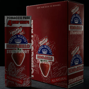 Royal Blunts Hemparillo All Natural (4 Wraps) - Strawberry - 1 Box on dark slate surface - Oil Slick Pad