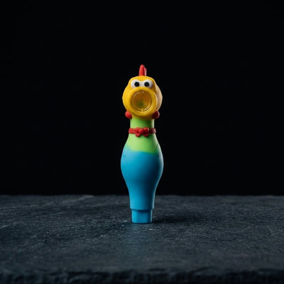 Screaming chicken pipe on dark slate surface - Oil Slick Pad