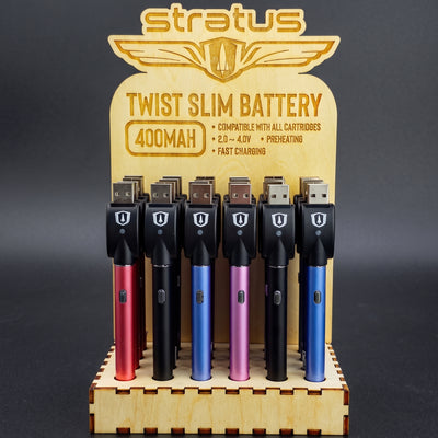 Stratus 400mah Twist Battery w/ USB + Wooden Display (24ct)