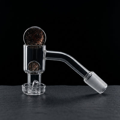 Terp Slurp w/ Color Dichro Marbles - 14 M 45° on dark slate surface - Oil Slick Pad