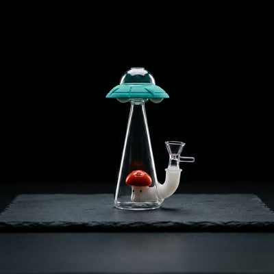 UFO water pipe on dark slate surface - Oil Slick Pad