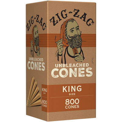 ZIG ZAG KING SIZE BULK UNBLEACHED CONES – (800 CONE CARTON)