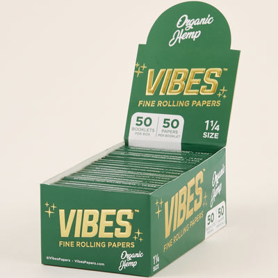 Vibes Organic Hemp Papers Box – 1.25″, light background