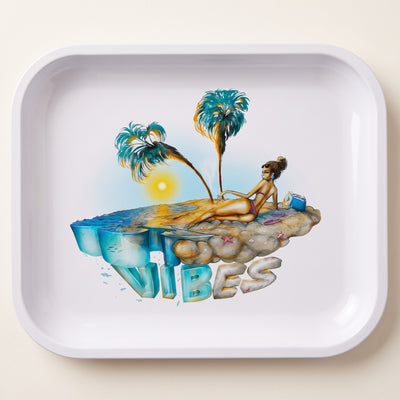 Vibes Private Island Rolling Tray, light background