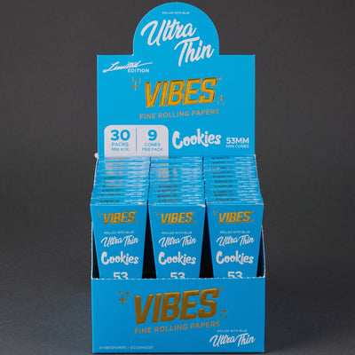 Vibes X Cookies 53mm Ultra Thin Cones – 9 / 30 Display Box – Blue