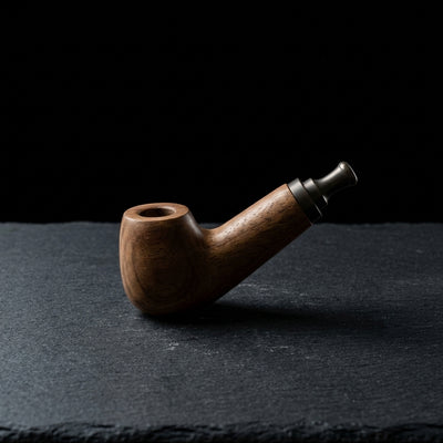 Wood Dugout w/ Metal Pipe on dark slate surface - Oil Slick Pad