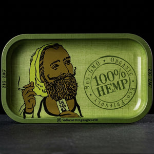 Zig Zag Small Rolling Tray on dark slate surface - Oil Slick Pad