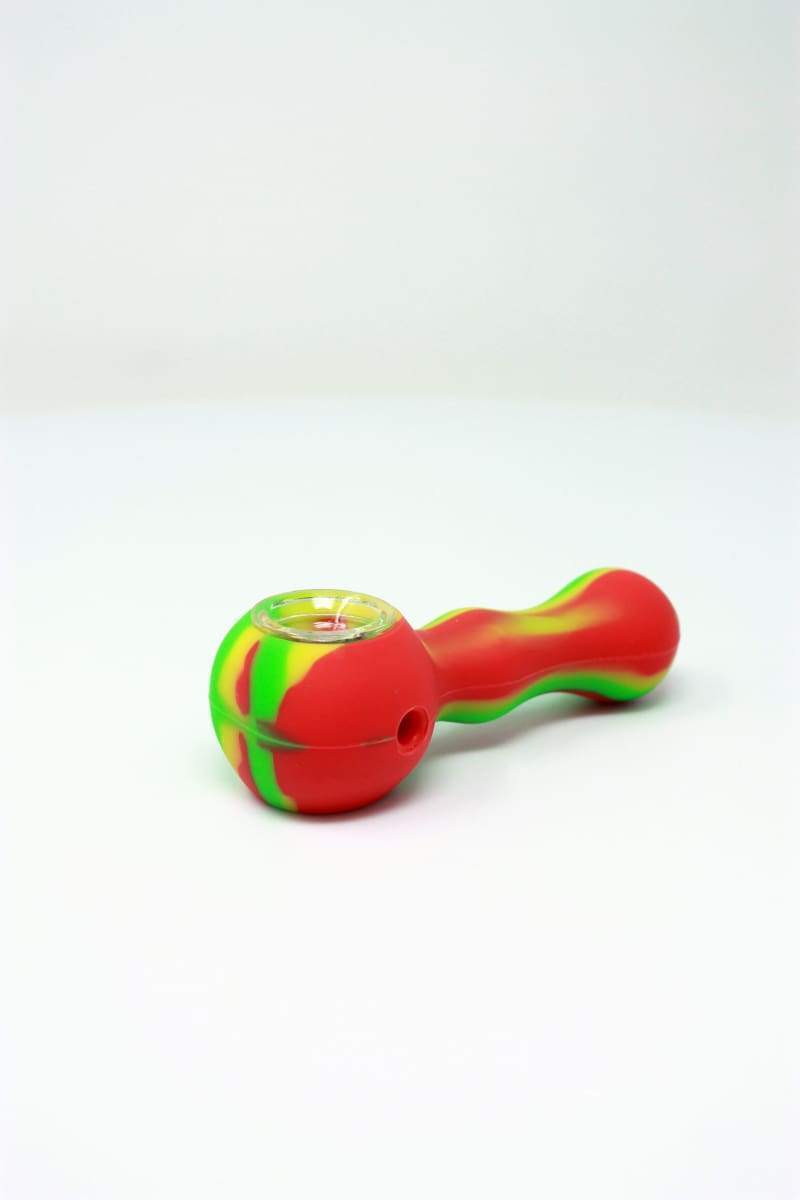 Silicone Random Color Spoon Pipe with Glass Bowl, 4.5 Inch